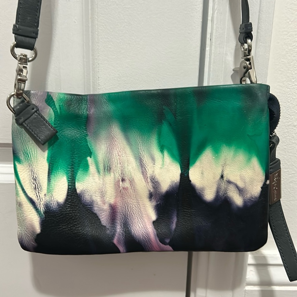 Foley + Corinna Green, Black & Cream Tie-Dye Leather Crossbody